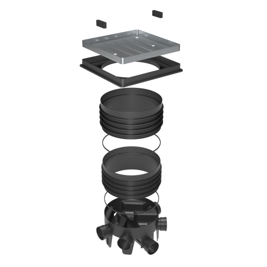 FloPlast Inspection Chamber Set with 46mm Deep Block Paviour Cover - 450mm Diameter