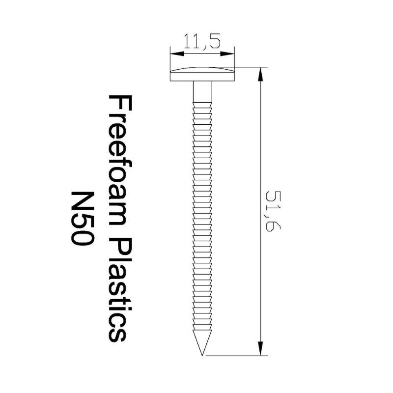 Plastic Headed Nails - 50mm Storm Grey - Box of 100