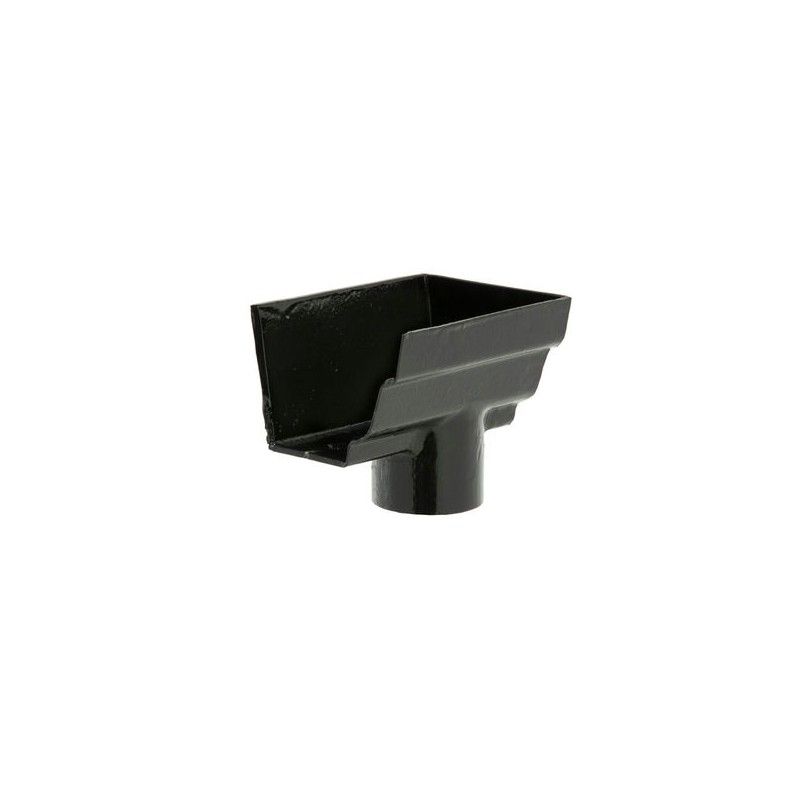 Cast Iron H16 Ogee Gutter Stopend Outlet Socketed - 150mm for 75mm Downpipe Black
