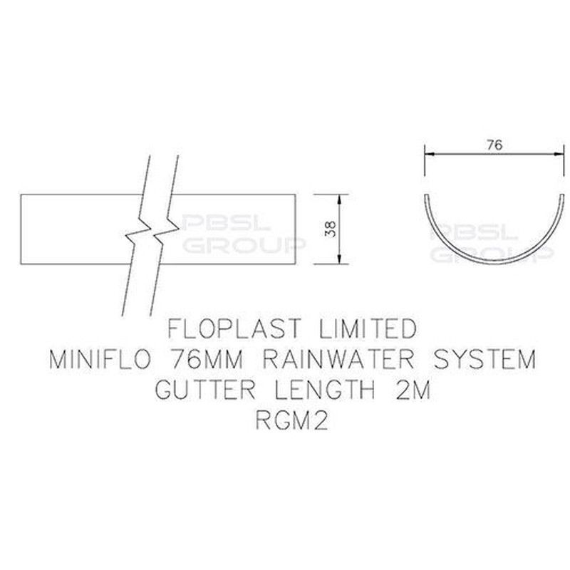 FloPlast Mini Gutter - 76mm x 2mtr Grey - Pack of 6