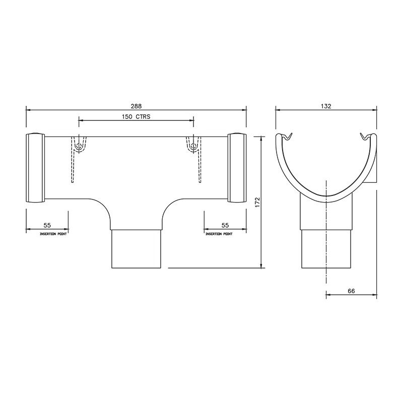 FloPlast Cast Iron Effect Deepflow/ Hi-Cap Gutter Running Outlet - 115mm x 75mm