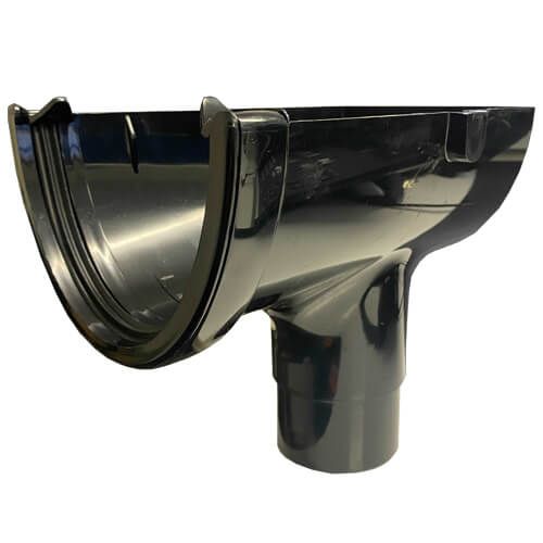 FloPlast Deepflow/ Hi-Cap Gutter Stopend Outlet - 115mm x 75mm Black
