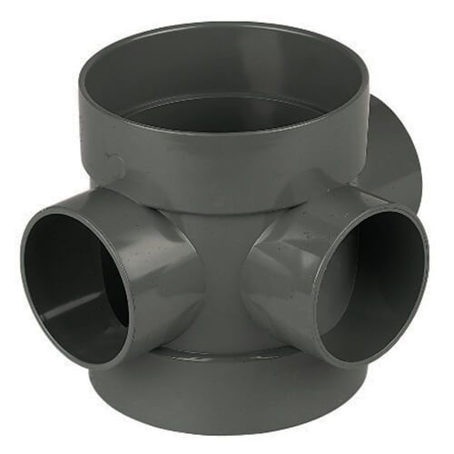 FloPlast Solvent Weld Soil Short Boss Pipe - 110mm Anthracite Grey