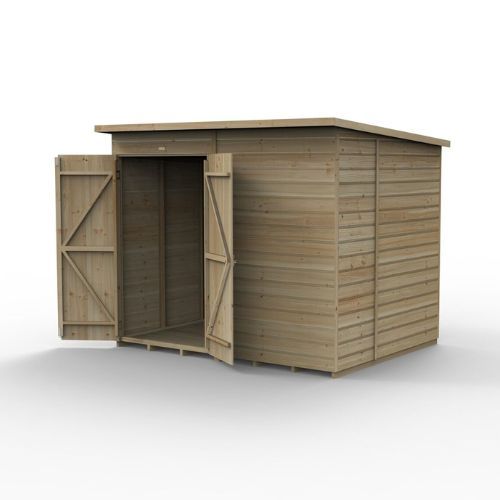 Forest Garden Shiplap Pent Shed - No Window Double Door - 8' x 6'