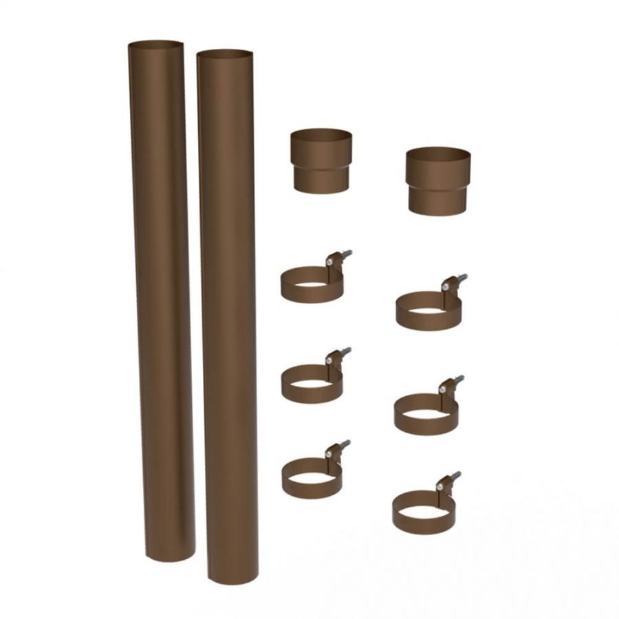 Galeco Steel Round Socket Downpipe Kit Copper Effect - 87mm Diameter