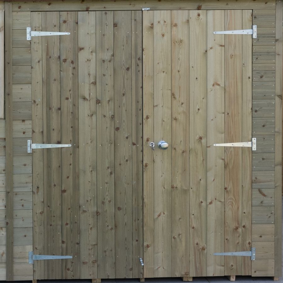 Forest Garden Tongue & Groove Apex Shed - Double Door with Log Store - 10' x 8'