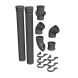 FloPlast 110mm Industrial/Xtraflo Downpipe Kit - Swan Neck w Access Pipe - Grey