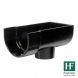 Cast Iron Deep Half Round Gutter Stopend Outlet - 125mm for 65mm Downpipe Black