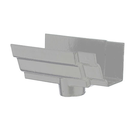 Cast Iron H16 Ogee Gutter Running Outlet - 150mm for 75mm Downpipe Primed