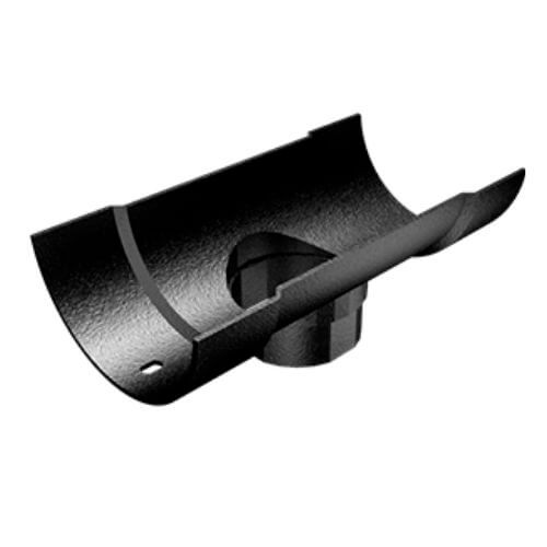 Cast Aluminium Half Round Gutter Running Outlet - 125mm x 63mm Black (9005 Leatherette)