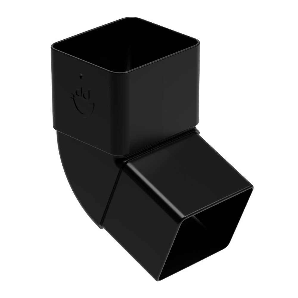 Square Large Downpipe Offset Bend - 80mm x 70mm x 67 Degree Black