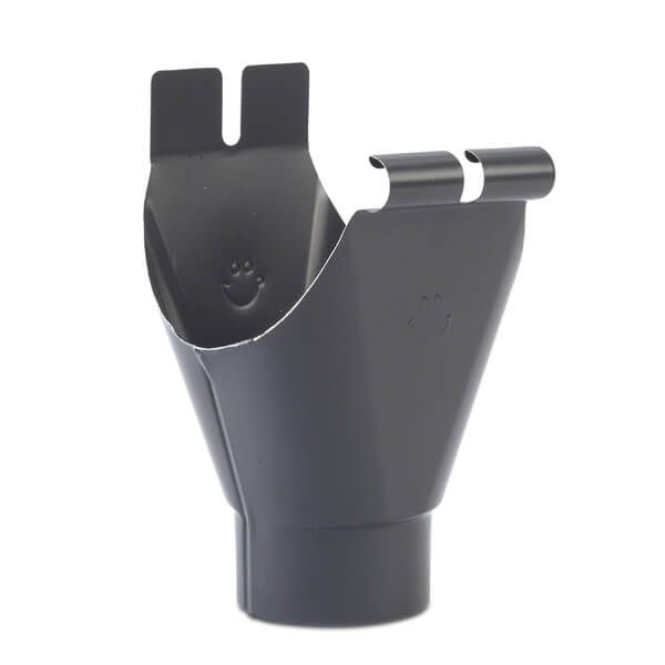 Steel Gutter Running Outlet - 120mm Graphite Grey