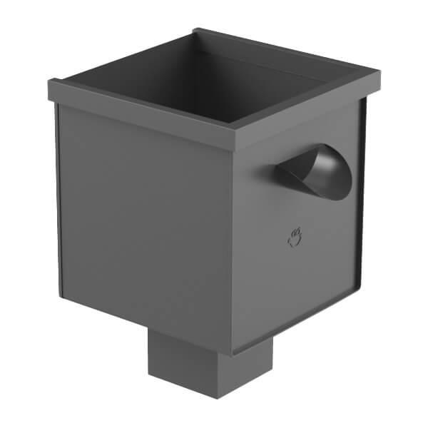 Square Steel Gutter Hopper - European Style- Black