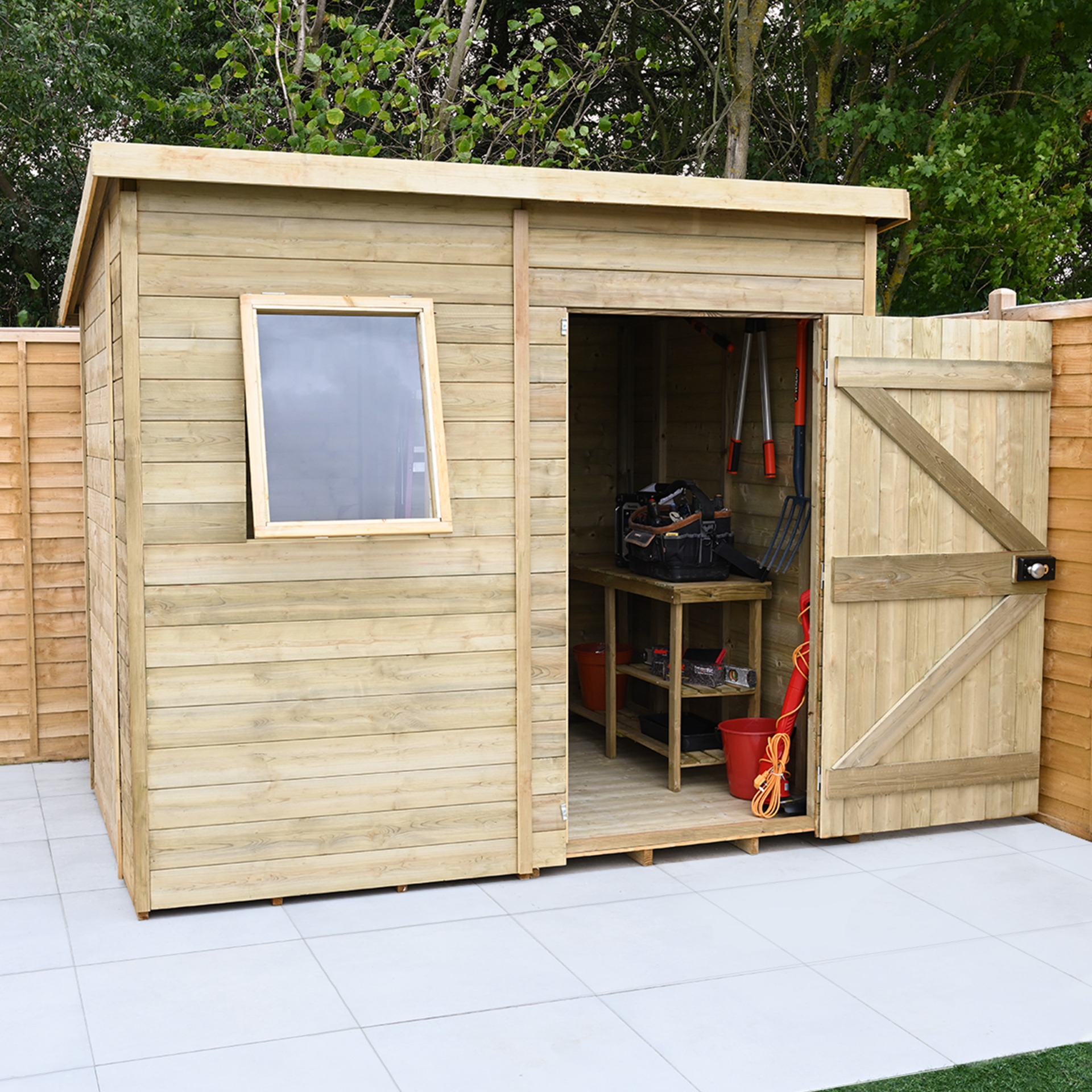Forest Garden Tongue andamp; Groove Pent Shed - 8and#039; x 6and#039;
