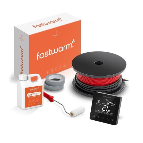 Fastwarm 200W Electric Underfloor Heating Cable - 18m2 - Wifi Black Thermostat