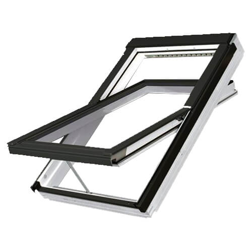 Polyurethane Electric Centre Pivot Roof Window - 780mm x 1180mm Double Glazed White