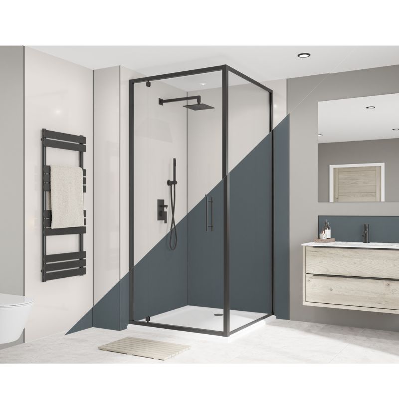 Wetwall Bathroom Wall Panel - 2440mm x 1220mm x 4mm - Malibu Grey / Storm Blue