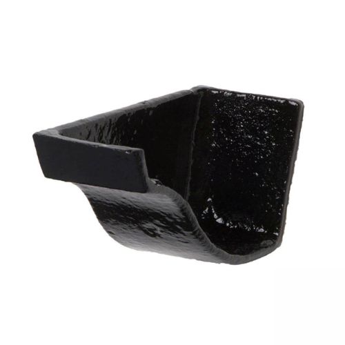 Cast Iron Ogee Gutter Left Hand Internal Stopend - 115mm Black