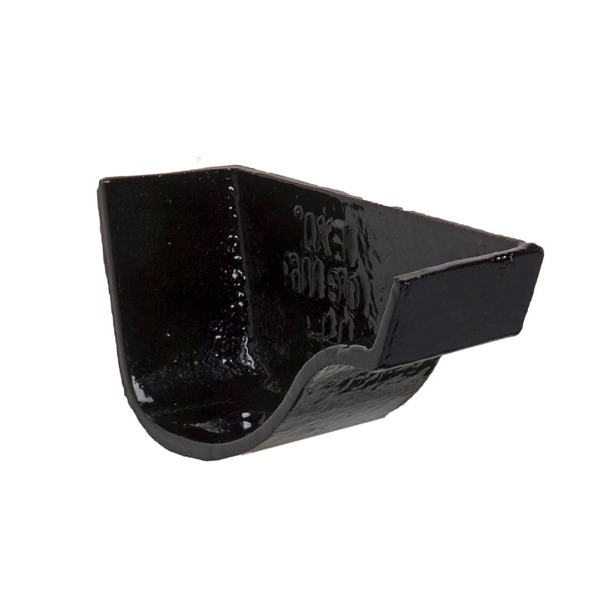 Cast Iron Ogee Gutter Right Hand External Stopend - 125mm Black
