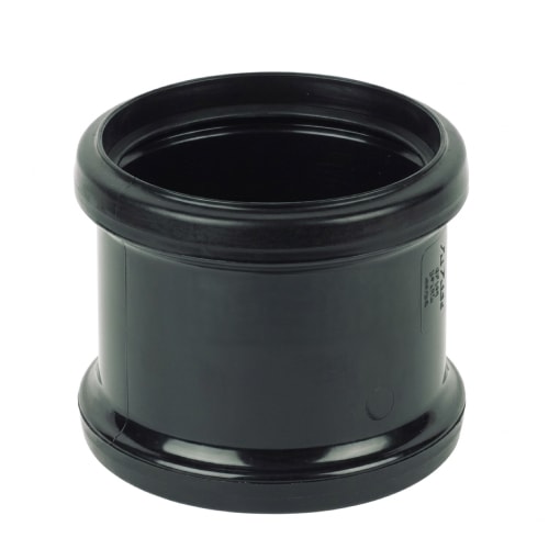 Floplast Industrial/ Xtraflo Double Socket Coupling Downpipe Black 110Mm - Image 2